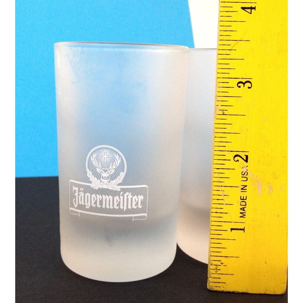 2 Jagermeister Shot Glasses 4cl ARC Frosted Glass Jager Drink Measurements 2oz
